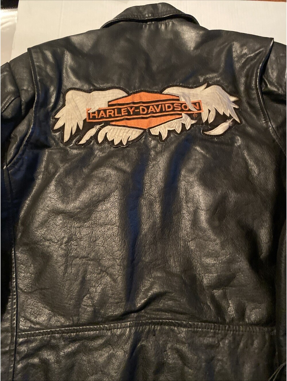 Vintage Harley Davidson Leather Jacket Broken Wings And Jesus Saves Patch Red XL